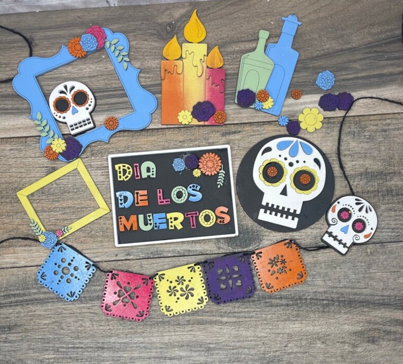 Day of the Dead Tiered Tray Decor Bundle DIY - Dia De Los Muertos Wood ...