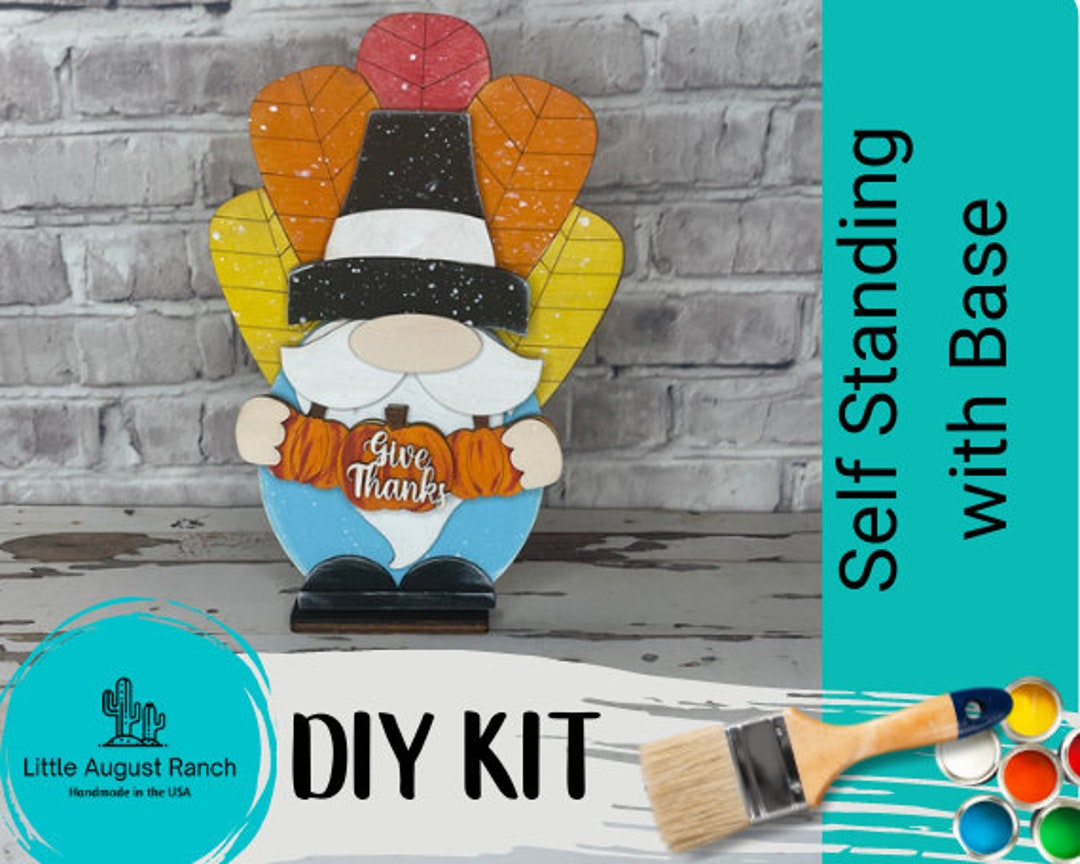 Thanksgiving Gnome DIY - Standing Gnome on Base - Turkey DIY Paint Kit ...
