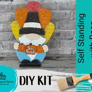 Thanksgiving Gnome DIY - Standing Gnome on Base - Turkey  DIY Paint Kit - DIY Shelf Decor