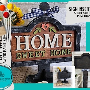 Home Sweet Home DIY Interchangeable Sign - Drop in Frame - Wood Kit