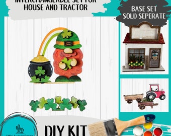St Patrick's Day DIY Interchangeable Add-ons for House and Tractor - Wood Blanks for Crafting and Painting