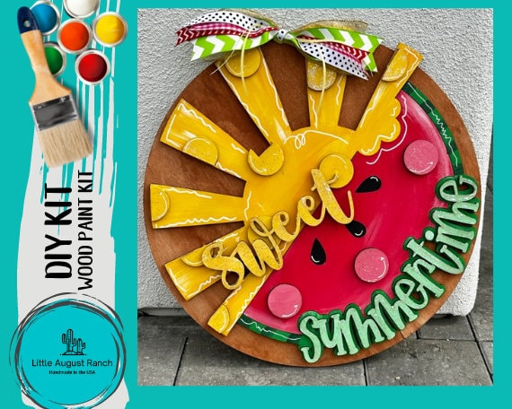 Sweet Summertime Watermelon Hanger DIY Kit - Old Truck Welcome Paint Kit Wall Hanging -Pumpkin Delivery Paint Kit - Old Truck Wood Blank