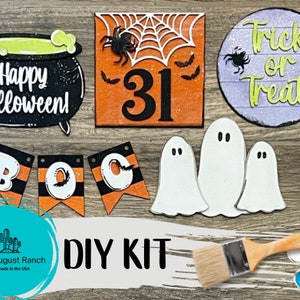 DIY Halloween Ghost Tiered Tray - Wood Blank Paint Kit