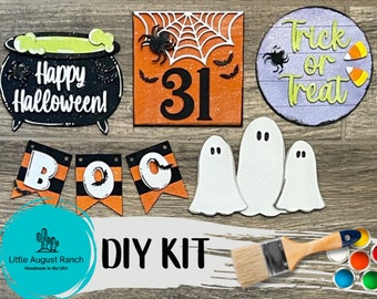 DIY Halloween Ghost Tiered Tray - Wood Blank Paint Kit