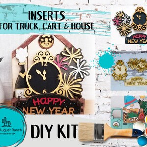 New Year Insert DIY - 2024 Inserts for Interchangeable Inserts - Tiered Tray Decor -  Freestanding Shelf Decor - Paint it Yourself Kit