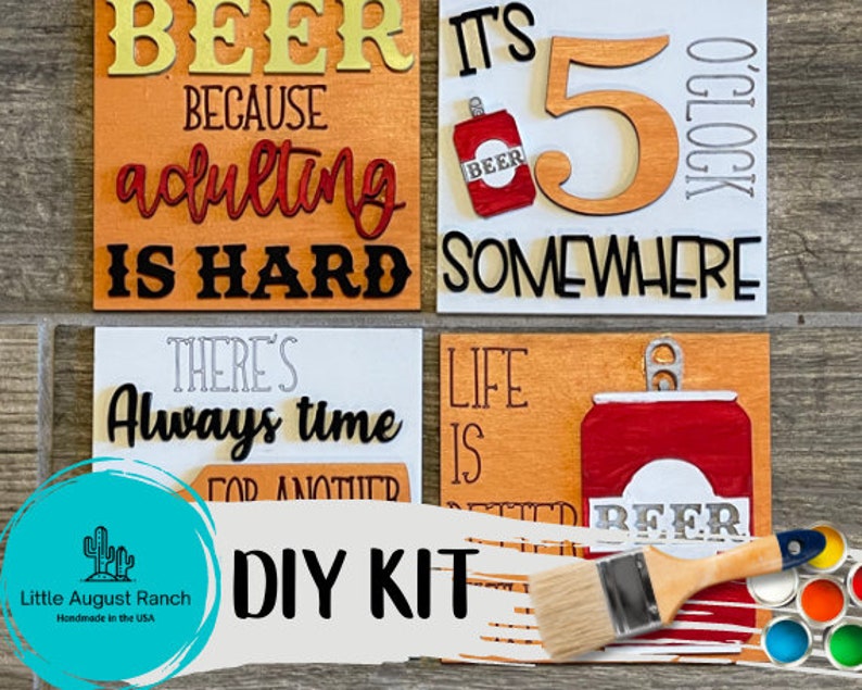 Tiered Tray Beer - DIY Leaning Ladder Insert Kit - Interchangeable 5 O'Clock Somewhere - Beer Decor Kit 