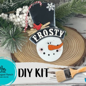 Snowman DIY Christmas Ornament - Tree Ornament Wood Blanks - Traditional Christmas Tree Ornaments - Wood Ornament Kit