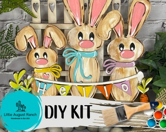 DIY Easter Decor - Bunny Shelf Sitter Decor-Easter Paint Kit Wood Blanks