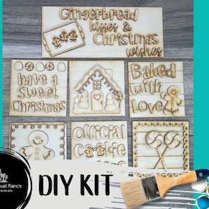 Gingerbread DIY Leaning Ladder Insert Kit  - Interchangeable Tiered Tray Ladder Decor - Christmas Cookie Baking