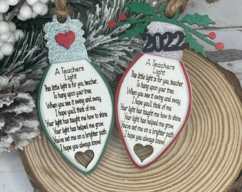 Teacher Christmas Ornament - Christmas Light Ornament - Handmade Christmas Ornament - 2024 Cute Handmade Christmas Ornament