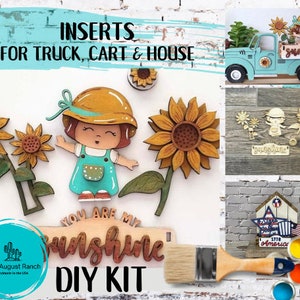 Sunflower Insert DIY -  Inserts for Interchangeable Inserts - Tiered Tray Decor -  Freestanding Shelf Decor - Paint it Yourself Kit
