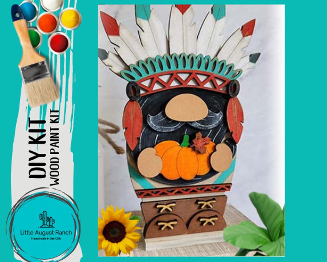 Thanksgiving Indian Boy DIY - Thanksgiving Gnome DIY Paint Kit - DIY ...
