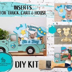 Baby Boy Insert  DIY - Baby Shower Inserts for Interchangeable Inserts -  Freestanding Shelf Decor - Paint it Yourself Kit