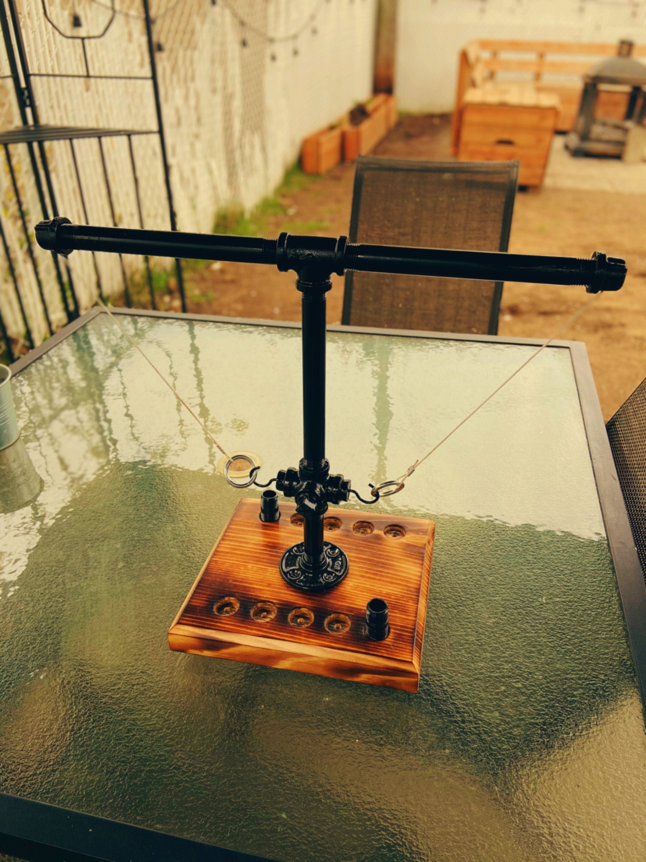 Table Top Tiki Toss Game ring Hook. Industrial Style Made - Etsy