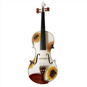Sunflower White Violin Outfit w Carbon fiber bow, Pearl fine tuners