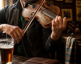 Celtic Violin Outfit, Modern Hand-Carved Instrument With Crystal Accent | Maple And Spruce | Sizes 4/4-1/2