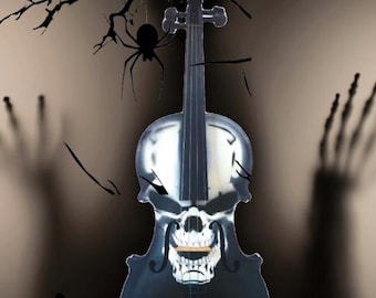 Skull Violin Outfit w Blood Red Crystal fine tuners