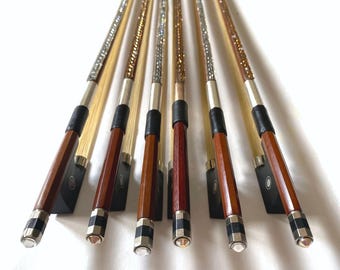 Silver Crystal Violin Bow - Hand-Embellished Brazilwood, Full Size