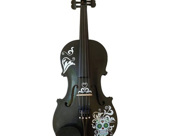 Vestito con violino nero da teschio di zucchero
