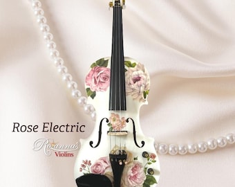 Rosa Weisse Electric Acoustic Violin Outfit mit Mechanischen Messing Wirbeln