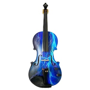 Blue Lightning Electric Acoustic Violin Outfit w Brass Mechanical Pegs