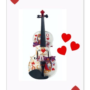 Queen of Hearts White/Red Violin Outfit w/ Ruby red crystal fine tuners