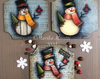 Country Painting Epattern - 3-Time Snowman - Marika Moretti Designs