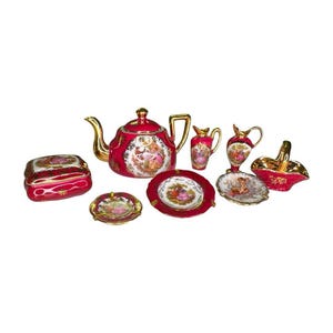 ASSIETTE MINIATURE DÉCOR marquis en porcelaine Limoges France (3) EUR
