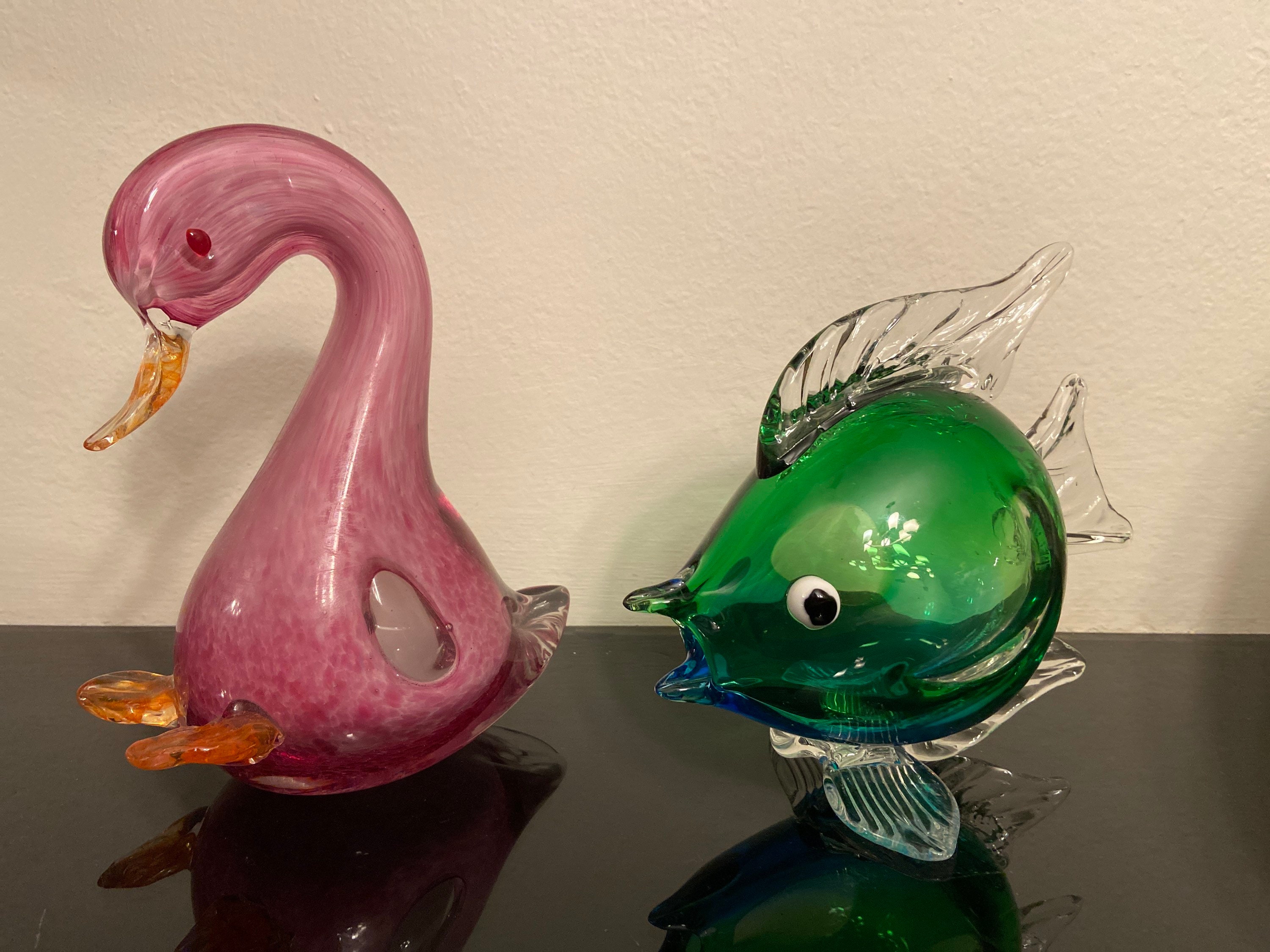 Murano Glass Figurines Duck and Fish Etsy