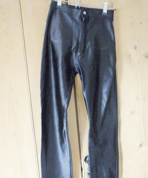 80s Spandex Disco Trousers Pants Shiny Black Lycra Leggings Etsy