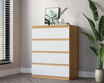 Raka White And Natural 4 Drawers Chest Tallboy