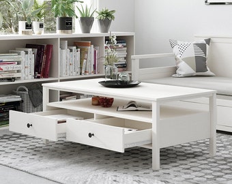 Floriana White 121cm Coffee Table with 2 Drawers