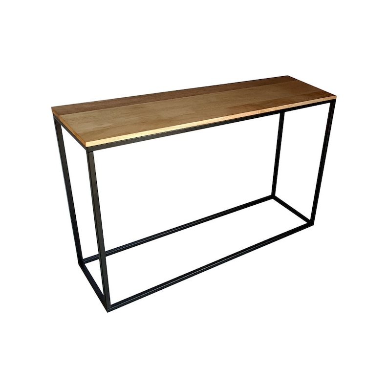 Mango Wood Console Table With Black Metal Legs Nightstand Storage
