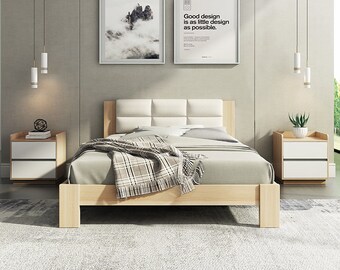 Raka Beige and Natural Queen Bed