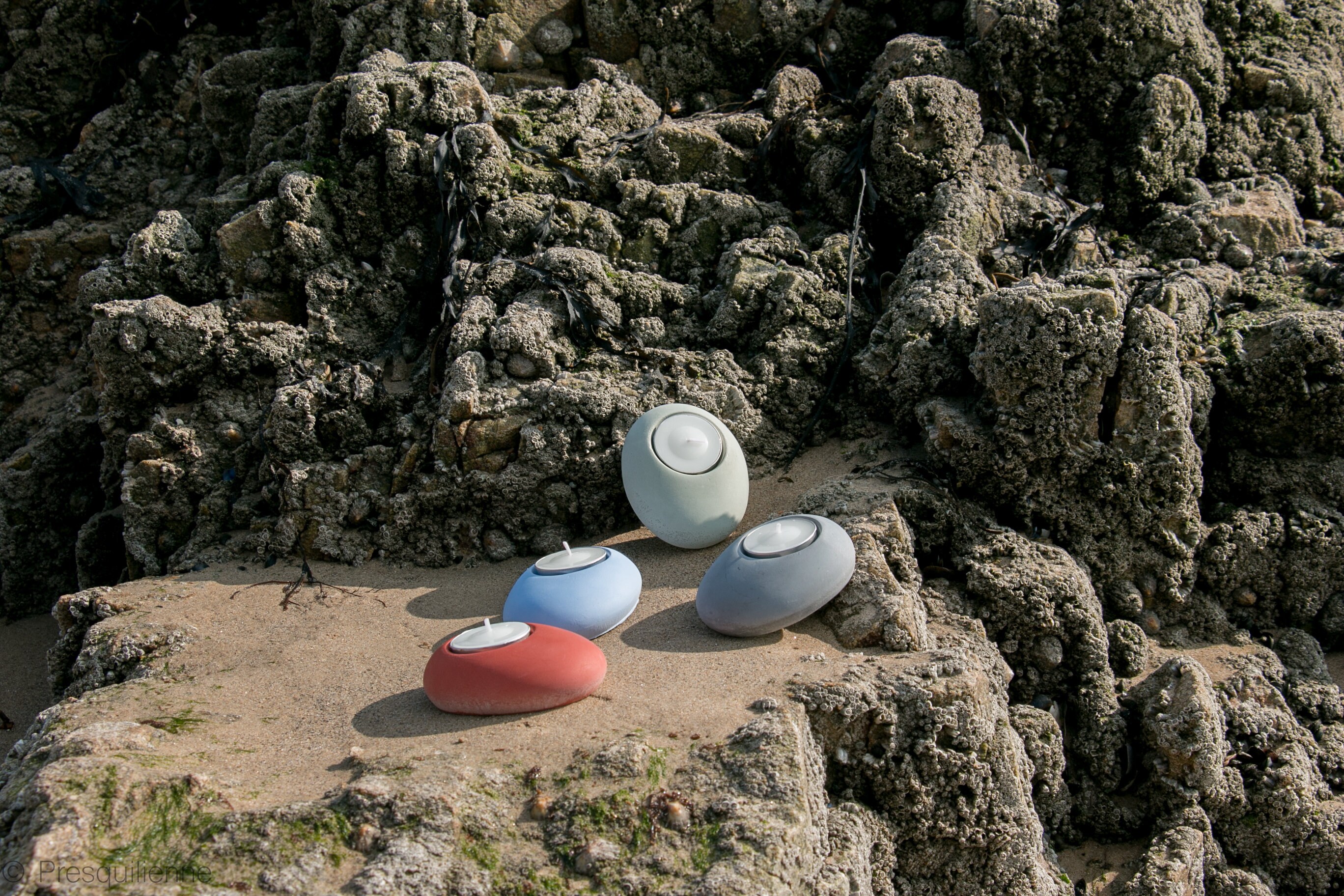 Bougeoir Décoratif en Béton Multicolore