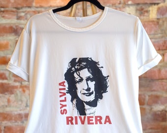 Hand Spray Painted Sylvia Rivera Custom T-Shirt, Stencil Art, Street Art, Transgender Rights,  Stonewall Riots Art, Pride Tee