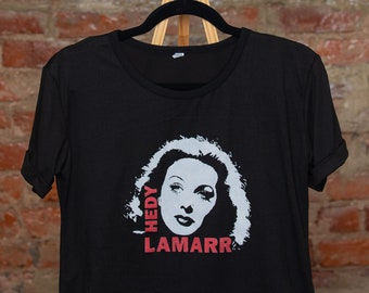 Hand Spray Painted Hedy Lamarr Custom T-Shirt, Street Art Stencil, Unique Gifts For Women, Feminist Shirt, Graffiti Art, Handpainted TShirt