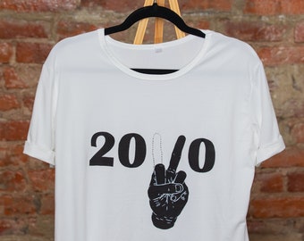 Hand Spray Painted 2020 Emotions Custom T-Shirt, Street Art Stencil, Graffiti Art, Handpainted TShirt, Fuck 2020 Funny Shirt, Middle Finger