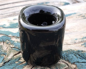 BLACK Ceramic Chime Candle Holder for .5" diameter / Ceramic Holders for Chime Candles / Mini Ritual Candle Holder / Spell Candle Holders