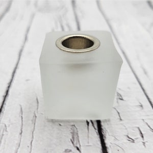 Frosted Glass Cube Chime Candle Holder: For .5 inch Diameter Candles, Ritual Spell Altar