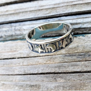 Oxidized 925 Sterling Silver Moon and Star Ring: Celestial Jewelry