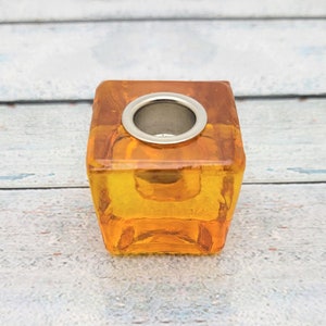 Yellow Orange Glass Chime Candle Holder: For .5 inch Diameter Candles, Ritual Spell Altar