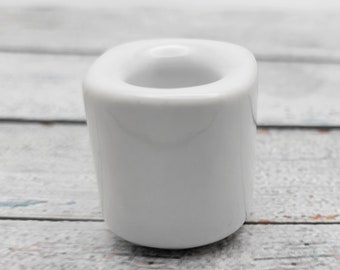 WHITE Ceramic Chime Candle Holder for .5" diameter / White Spell Candle Holder / Ceramic Candle Holders  / Mini Ritual Candle Holder