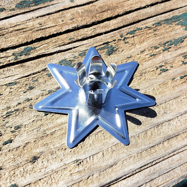 Silver-toned Fairy Star Chime Candle Holder for .5" diameter / Star Chime Candle Holder / Mini Ritual Candle Holder / Spell Candle Holders