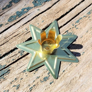 Gold-toned Fairy Star Chime Candle Holder for .5" diameter / Star Chime Candle Holder / Mini Ritual Candle Holder / Spell Candle Holders