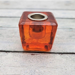 Orange Glass Chime Candle Holder: For .5 inch Diameter Candles, Mini Ritual Spell Altar