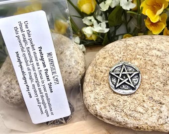 Lead Free Pewter Pentagram Pocket Charm: Witch Token, Pagan Altar Supplies, Gift