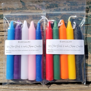 4 Inch Chime Candles: .5 inch Diameter, 10 Color Spell Candle Set, Ritual Altar