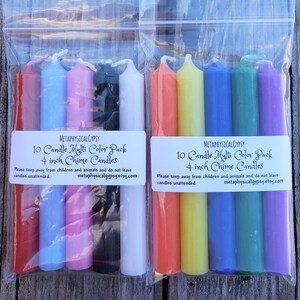 Pack of 10, 4 inch Chime Candles, 10 Color Pack, 1/2 in diameter / Spell Candles / Ritual Candles / Altar Candles / Wiccan Candles