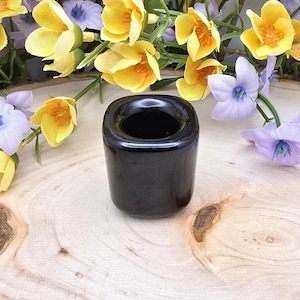 Black Ceramic Chime Candle Holder: For .5 inch Diameter Candles, Ritual Spell Altar Decor